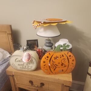 Orange Pumpkin Metal Lantern